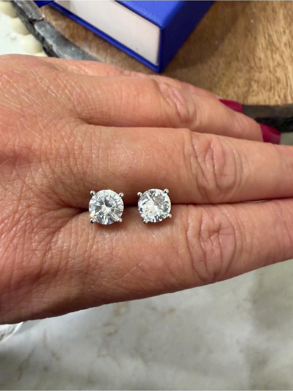 Silpada Silver Clear Cubic Zirconia Stud Earrings - Picture 3 of 4